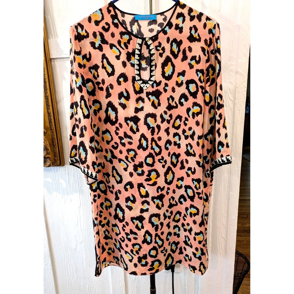 Matthew Williamson 100% Silk Blouse Leopard Print Size 10 - 3/4 Sleeve